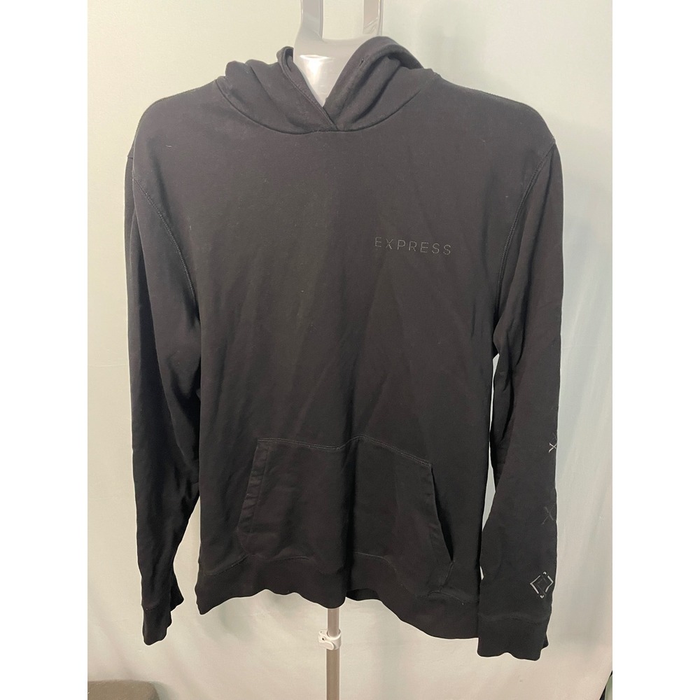 Express Mens Black Logo Graphic‎ Pullover Hoodie MEDIUM Sweatshirt